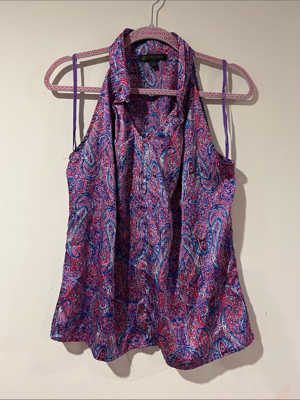 Outback Red Purple & Pink Paisley Halter Camisole Top